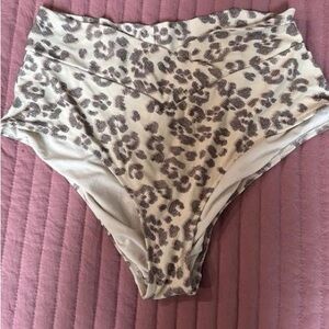 Aerie Leopard Print Bikini Bottom - Cream and Brown